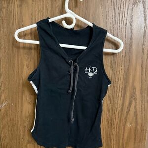 Vintage Harley Davidson Black Sleeveless Top with Logo